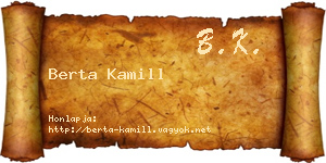 Berta Kamill névjegykártya